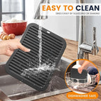 Silicone Trivet Mats 4 Heat Resistant Pot Holders Multipurpose Non-Slip Hot Pads for Kitchen Potholders, Drying mat, Jar Opener, Spoon Holder, Coaster.(Pitch Black)