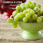 Reston Lloyd, 1 Quart Powder Coated Steel Kitchen Strainer Basket for draining Pasta, Vegetable and Fruit, Chrome Handles and Wide Stable Base, Indigo