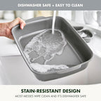 GreenPan Premiere Ovenware Healthy Ceramic Nonstick 13" x 9" Rectangular Baking Pan, Cast Aluminum Bakeware, Warp-Free, Oven and Broiler safe to 600F,Dishwasher Safe, PFAS-Free, Gray