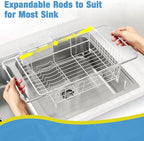 JASIWAY Dish Drying Rack in Sink, Small Dish Drainers for Inside Sink, Over The Sink Dish Racks, Stainless Steel Drying Rack with Utensil Holder, White