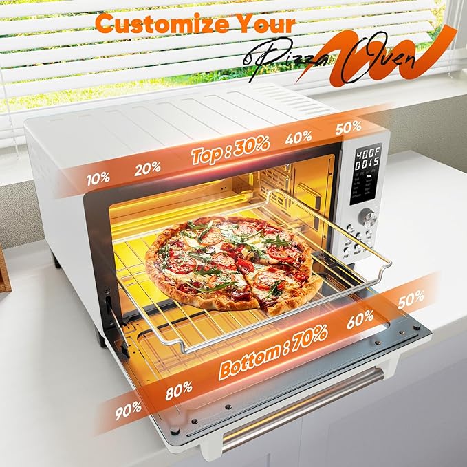 Nuwave Bravo Pro Convection Air Fryer Toaster Oven Combo, 2025 New and Improved, 10-in-1, 50°-450°F Temp Controls, Quick & Even Crisp Technology, 21Qt Capacity, Cream, PFAS Free