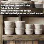 Artena Ramekins with Lids, Creme Brulee Ramekins Oven Safe, Ceramic Pudding Cups, Souffle Cups, Custard Cups, Dipping Sauce Cups, Food Storage Containers with Lids, Set of 4 (Multiple Patterns, 8 oz)