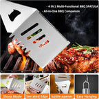 5-Piece BBQ Grill Accessories Set | Ultimate Grilling Tools for Men - Heavy Duty Stainless Steel BBQ Utensils Kit with Aluminum Case & Grill Brush for Dad (5pcs)