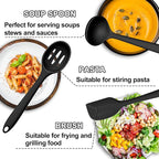 Silicone Kitchen Utensils Set, Umite Chef 22Pcs Cooking Utensils Spatula Set, Heat Resistant Non-Stick Silicone, Dishwasher Safe Cooking Gadgets Tools Set(Black)