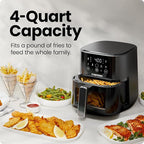 Chefman Air Fryer – 4 QT Compact Airfryer for Quick & Easy Meals, Features Hi-Fry Technology for Extra Crisp, Easy-View Window, Touch Controls with 4 Presets, Nonstick & Dishwasher Safe Basket - Black