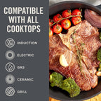Zakarian x Dash Nonstick Cast Iron Grilling and Roasting Pan - Oven-Safe Cookware - Titanium Ceramic Nonstick Coating - Great for Roasting Veggies, Meats, and More - Blue, 11-Inch