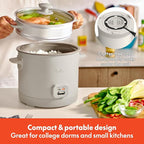 bella 16 Cup Rice Cooker with Steamer, Dishwasher Safe Steaming Basket, Rice Paddle and Measuring Cup, Removable Nonstick Cooking Bowl, Automatic Keep Warm Function, 400 Watt, Oatmilk