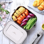 G.a HOMEFAVOR Stainless Steel Bento Lunch Box - Leak-Proof Metal Bento Box, Large Food Container with Lock Clips, Snack Container, Dishwasher Safe, 1400 ml/47 oz