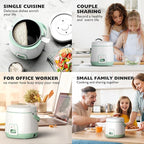 TLOG Mini Rice Cooker 2-Cup Uncooked(4-Cup cooked), Healthy Non-stick Coating 1.2L Small Rice Maker for 1-3 People, Portable Travel Fast Cooker with Steam Tray, Rice Maker for Grains, White Rice, Oatmeal, Veggies