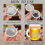 Cat Tea Infuser Set 2PCS, Loose Leaf Tea Strainers with Cute Alloy Charm, Stainless Steel Mesh Steeper for Flower Fruits Spices Herbal Tea and Cold Brew