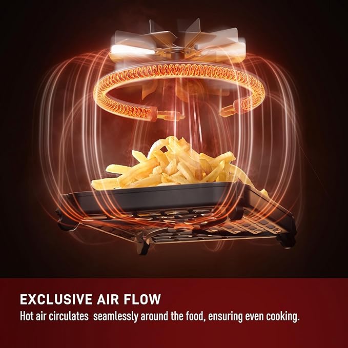 T-fal Infrared Air Fryer, 2x Faster Than Traditional Heating*, Large Air Fryer Toaster Oven Combo, 6 Qt Digital Touch Screen, 7-in-1 Cooking Functions, No-Shake Technology, 1550W, Black,