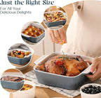 DOWAN 8x8 Baking dish, Square Baking Pan, Ceramic Casserole Dishes for Oven, Cake Pan with Handle, for Brownie, Lasagna, Casserole, 2 Quart, Home Gift, Airy Blue