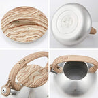 s-p Stovetop Tea Kettle- Whistling Teapot Stainless Steel Tea kettle for Stove Top Loud Whistle Tea Pot With Wood Pattern Handle Tea kettles Water Kettle(Silver Body and Black Handle