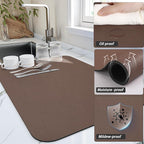 HotLive Dish Drying Mat for Kitchen Counter, Heat Resistant Drainer Mats with Non-slip Rubber Backed, Hide Stain Kitchen Super Absorbent Draining Mat, Easy to Clean Dish Rack Pad, Brown 16"x18"