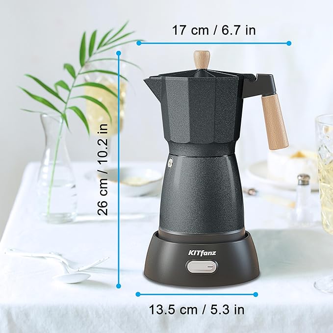 Electric Espresso Coffee Maker, Italian Coffee Pot, Electric Moka Pot, Cuban Coffee Maker, Portable Cafeteras Electricas Espresso Makers with Detachable Base 3 or 6 Cup (Grey)