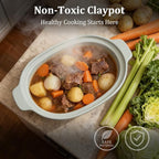 MAGNIFIQUE 4 Quart Programmable Casserole Slow Cooker, 8-in-1 Multi Cooker with Removable Non-Toxic Stoneware Crock, Claypot Slow Cooker, Rice-cooking, Nonstick, Oven Safe Pot to 450°F, Olive