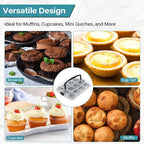 2-Pack Cupcake Pan with Lid, 12-Cup Nonstick Muffin Pan with Handle – Cupcake Carrier for Baking & Transporting, Perfect for Party, Holiday, Gathering