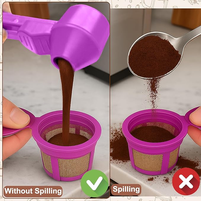 Palksky Coffee Scoop & Funnel for Reusable K Cup Refillable Coffee Pods,2 Tablespoon Coffee Measuring coffee Scooper,1PCS(Purple)
