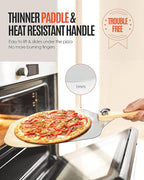 Pizza Peel Aluminum Pizza Spatula,17 inch Metal Pizza Paddle(12"x 17") with Rocker Cutter Foldable Wood Handle, [Storage bag included], for Family Pizza Oven Baking Pizza, Dough, Bread & Pastry