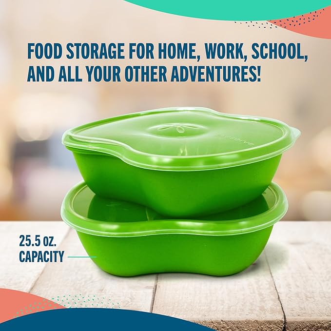 Preserve Dishwasher Safe BPA Free Sandwich Food Storage Container Made from Recycled Plastic in the USA, Set of 2, Apple Green