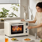 Hauswirt Toaster Oven Air Fryer, XL Large Convection Oven Countertop Rotisserie Chicken 42Qt 3-Tier for 5-8 People, 8 Mode Smart Toaster Stainless Steel 80°F - 500°F Quick & Even Crisp - Ivory