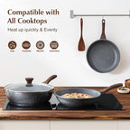 SENSARTE 12.5 Inch Nonstick Frying Pan Skillet, Swiss Granite Coating Omelette Pan, Healthy Stone Cookware, PFOA Free
