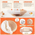 Sourdough Starter Kit, Sourdough Bread Baking Supplies, Sour Dough Starter Kits, Woven Bread Proofing Basket, Sourdough Kit Jar Sour Dough Bread Making Tools Kit Accessories, Gifts for Women Mom Wife