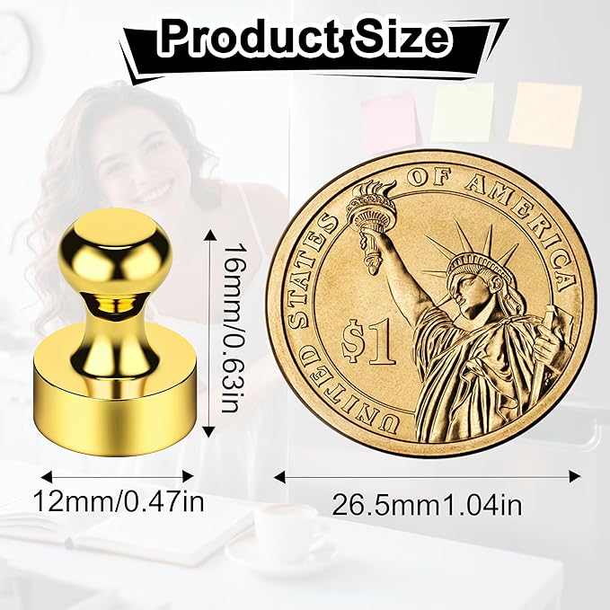 Tiergrade Metallic Magnets, Refrigerator Magnets, 24 Pack Gold Magnetic Push Pins, Strong Fridge Magnets, Multi-use Whiteboard Magnets Perfect for Kitchen Office Classroom