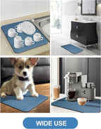 Dish Drying Mat for Kitchen Counter, 16"x24" Dish Drying Pad with Non-slip Rubber Backed, Hide Stain Anti Absorbent for Kitchen Counter, Drying Mat for Coffee Machine Dish Rack (Blue)
