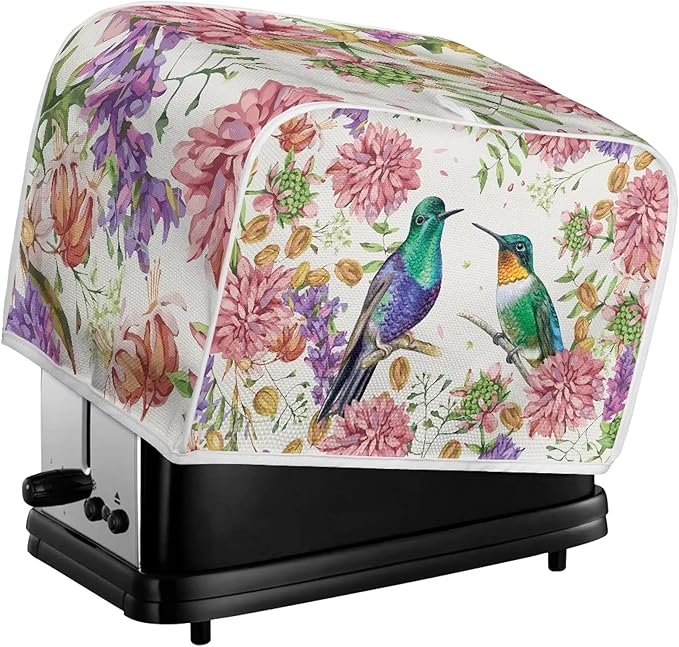 JEOCODY Hummingbird Toaster Cover With Handle - 2 Slice Appliance Cover for Bread Maker, Kitchen Small Appliances - Universal Size for Microwave Toaster Oven, Dustproof