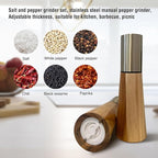 Salt and Pepper Grinder Set,Stainless Steel Manual Salt and Pepper Mill,Adjustable Thickness,Suitable For Kitchen,Barbecue,Picnic,2 Packs