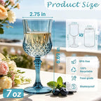 Plastic Wine Glasses, Plastic Goblets Vintage Style Cordial Unbreakable Drinking Glasses, Reusable Drinkware for Wedding Reception, Grand Event Party Supplies (12, Dusty Blue)