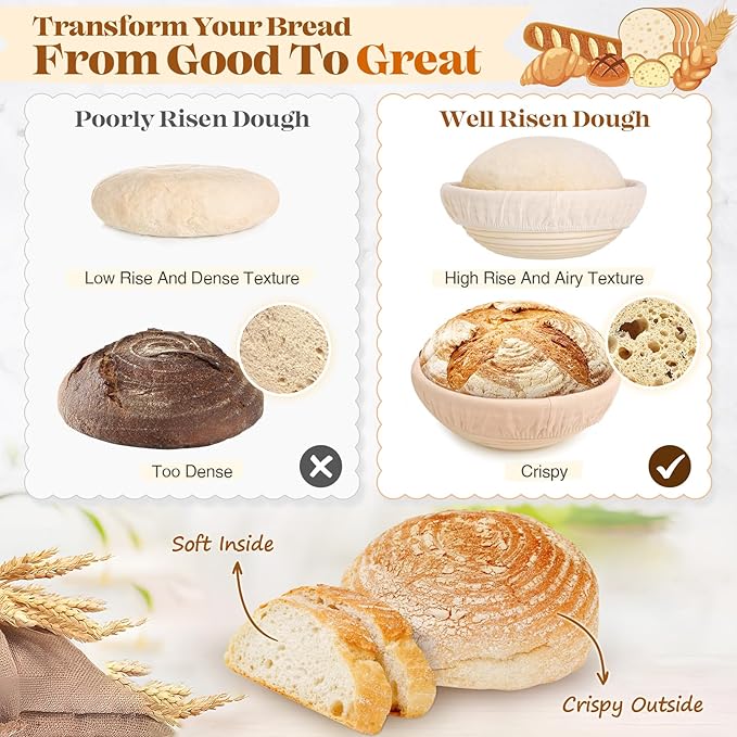Sourdough Starter Kit, Sourdough Bread Baking Supplies, Bread Proofing Basket, Sourdough Kit for Modern Home and Kitchen, Sourdough Bread Basket, Sour Dough Kit Tools, Bread Making Tools Kit