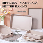 8 Pcs Baking Pans Set, Silicone Bakeware Sets with Metal Reinforced Frame, Nonstick Stackable Carbon Steel Non Toxic Baking Sets for Cooking (Brown)