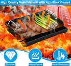 17" x 13" Nonstick Grill Griddle for Most Gas Grills, Universal Flat Top Griddle for Charcoal/Gas Stove, Cooking Griddle Plate with Removable Handles & Grease Groove for Camping, Tailgating, Parties