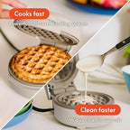bella Snack-n-Store Mini Waffle Maker, EverGood™ Ceramic Nonstick Coating, Cord Wrap, Ready Indicator Light & Cool Touch Handles, Stackable Design & Customizable Plates, 350 Watt, Oatmilk