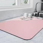 Ecotrim - Dish Drying Mat for Kitchen Counter | Coffee Bar Mat for Countertops | Heat Resistant Drainer Mat with Non-slip Rubber Backed | Hide Stain Kitchen Absorbent Draining Mat | Pink 16"x18"
