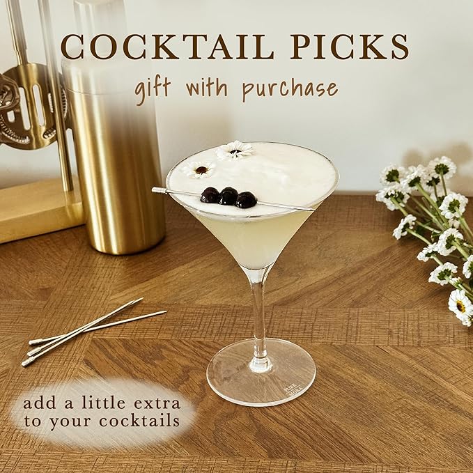 MORA PURE Martini Glasses, Set of 4-7oz - Handblown Premium Crystal Glass for Cockails, Martinis, Home Bar, Cosmos, Gimlet, Parties, Etc - Modern Classic Cocktail Glassware, Gift for Him/Her