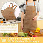 Tosewever Canvas Cross Back Chef Cotton Aprons for Men Women with Large Pockets