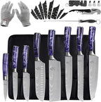 FULLHI Knife Set, 14pcs Japanese Knives Set, Multiple Colour Premium German Stainless Steel Chef Knife Set