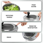 5.3Qt Stainless Steel Salad Spinner with Stop Button, BPA-Free Vegetable Lettuce Spinner, Transparent Lid & Drainage Hole, Non-Slip Base, Dishwasher Safe Fruit Washer