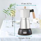 Electric Espresso Coffee Maker, Italian Coffee Pot, Electric Moka Pot, Cuban Coffee Maker, Portable Cafeteras Electricas Espresso Makers with Detachable Base 3 or 6 Cup (Silver)