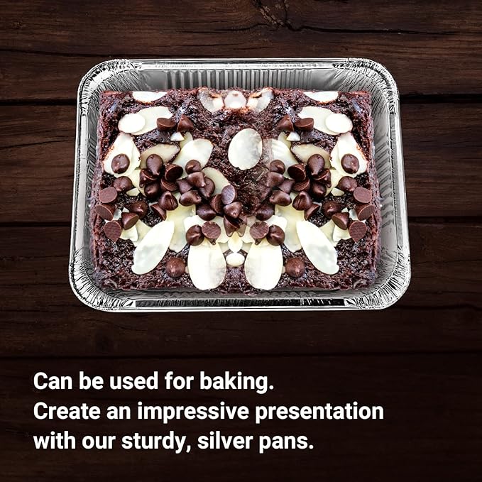 Aluminum Pans Half Size, 9X13, Extra Heavy Duty Disposable Foil Pans For Baking (20 Pack) Roasting & Chafing, Deep Tin Foil Bakeware, Steam Table Tray, Cookware, Food Prepping, Cake & Oven Pan