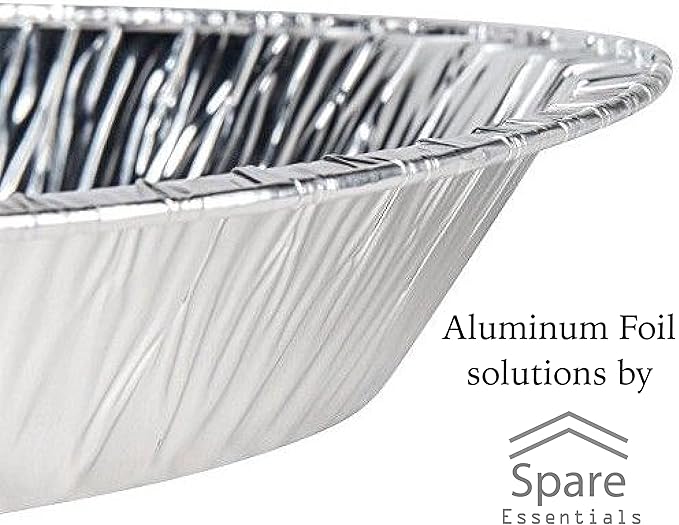 9" Aluminum Foil Pie Tins (25 Pack), Disposable Aluminum Pie Pans, Foil Pans for Baking, Cooking, Freezer Safe, Round Foil Pans, Foil Plates Perfect for Quiche, Tarts, Pies, & Takeout Spare Essentials