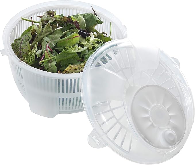 Mabel Home Salad Spinner, Salad Tosser and Mixer, 5,5 Quart, Vegetable Spinner -EXTRA Salt&Pepper Shaker inc. (White)