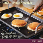 Anolon Advanced Home Hard Anodized Nonstick Double Burner Griddle with Roasting Rack, 10 Inch x 18 Inch, Moonstone