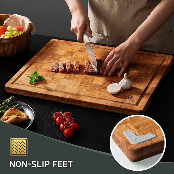 Extra Large Bamboo Cutting Board Non Slip Over Sink Kitchen 2025 First Apartment Essentials Wooden Cutting Board New Home Must Haves Accessories House Warming Decor Housewarming Hostess Host Gifts