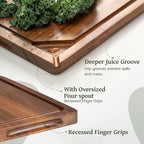 Kikcoin Acacia Wood Cutting Boards for Kitchen, Wooden Cutting Board, Chopping Board with Built-In Compartments and Juice Groove, Solid Charcuterie Board Serving Tray Wood Butcher Block, 17" x 11.8"