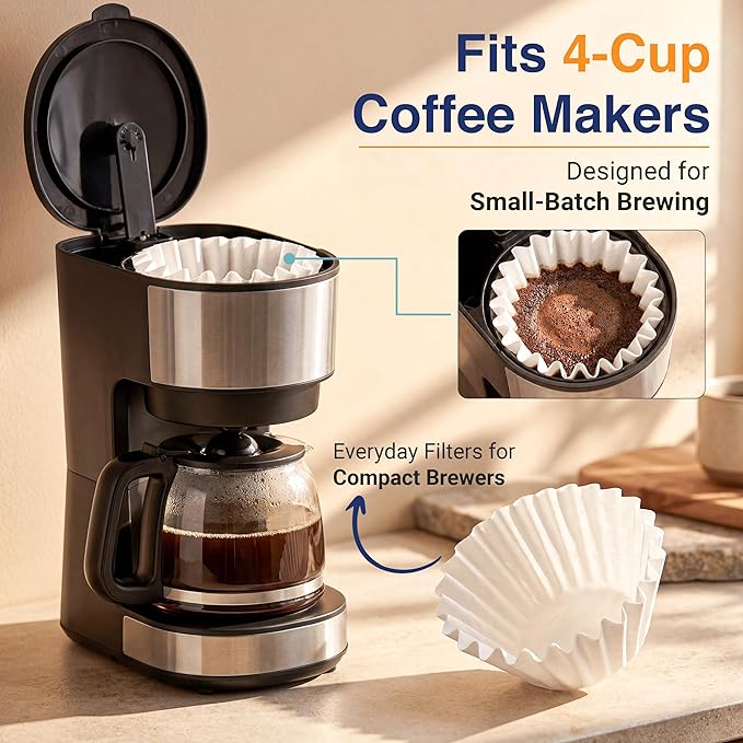 4 Cup Basket Coffee Filters (100, White)