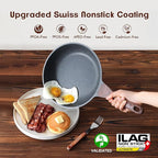 SENSARTE Nonstick Frying Pan Skillets, Swiss Granite Coating Omelette Pans, Healthy Cookware Chef's Pan, Free of Intentionally Added PFOA (8+9.5+11 Inch)